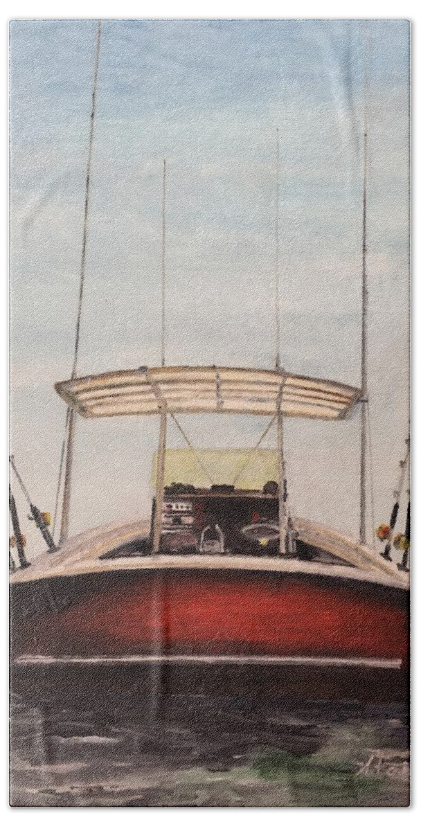Boat Hand Towel featuring the painting Helen's Boat by Stan Tenney