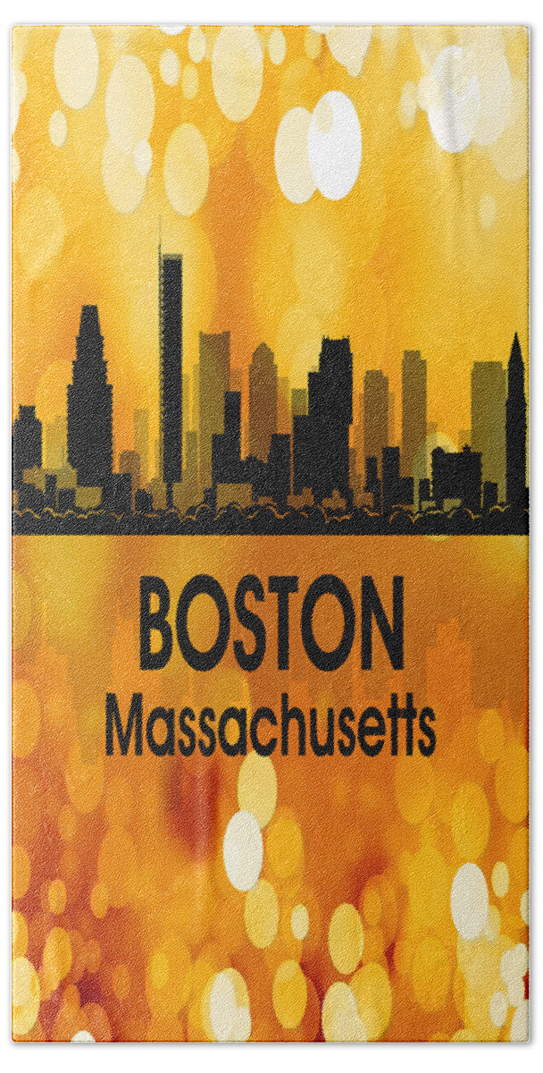 Boston Bath Towel featuring the digital art Boston MA 3 Vertical by Angelina Tamez