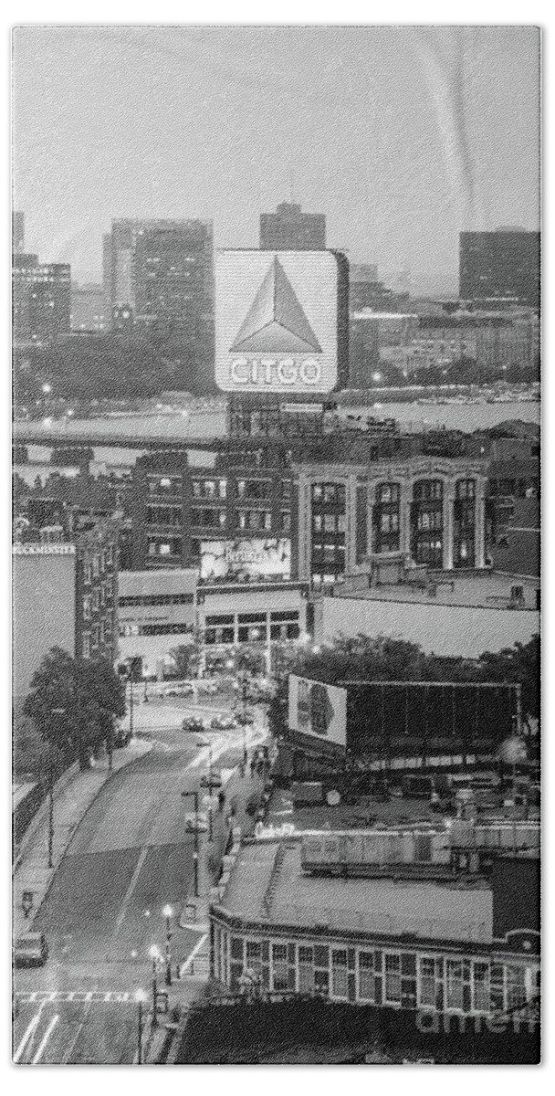 America Bath Towel featuring the photograph Boston Skyline Photo with the Citgo Sign by Paul Velgos