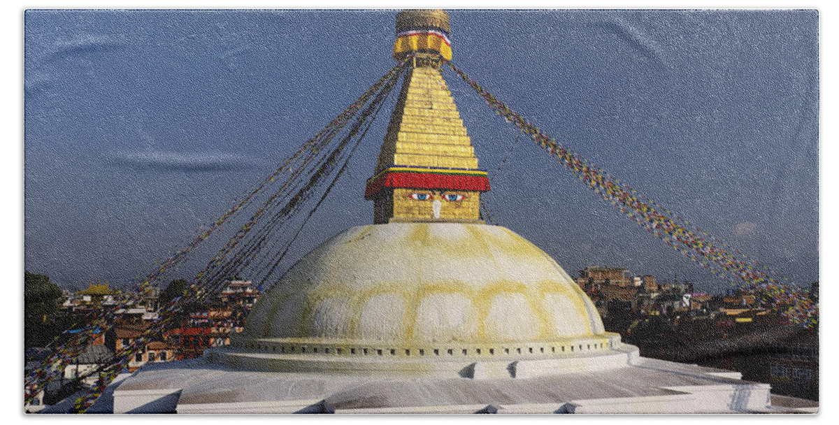 Stupa Bath Towel featuring the photograph Boudhanath Stupa by Ivan Slosar
