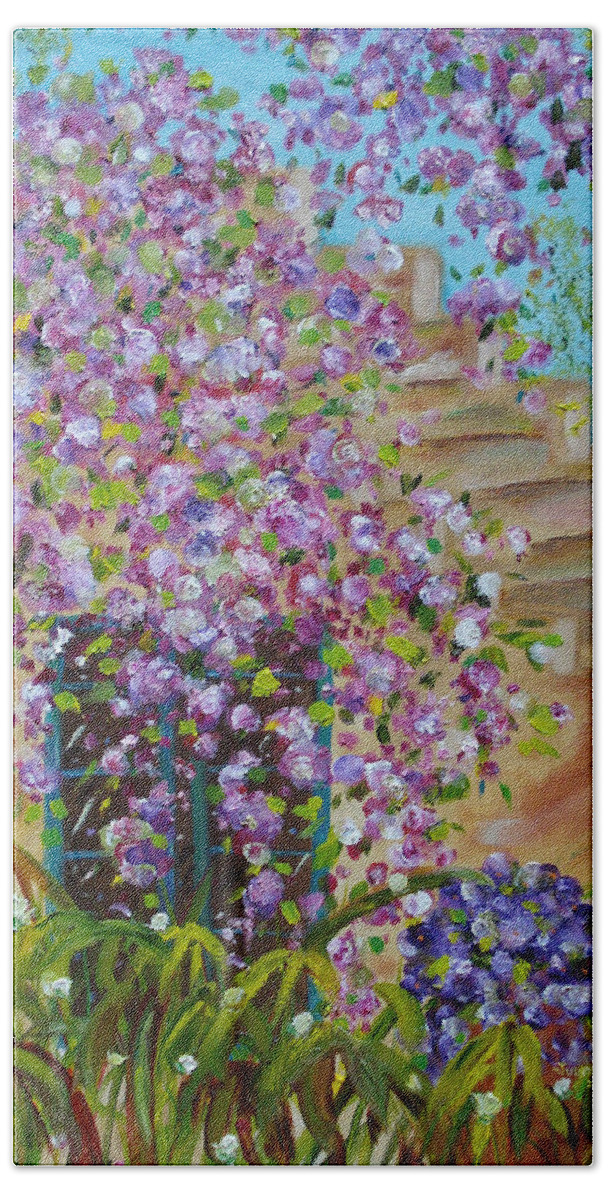 Bougainvillea Hand Towel featuring the painting Bougainvillea by Judith Rhue