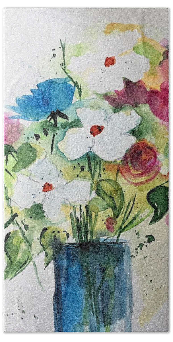 Flower Bath Towel featuring the painting Bouquet 4 by Britta Zehm