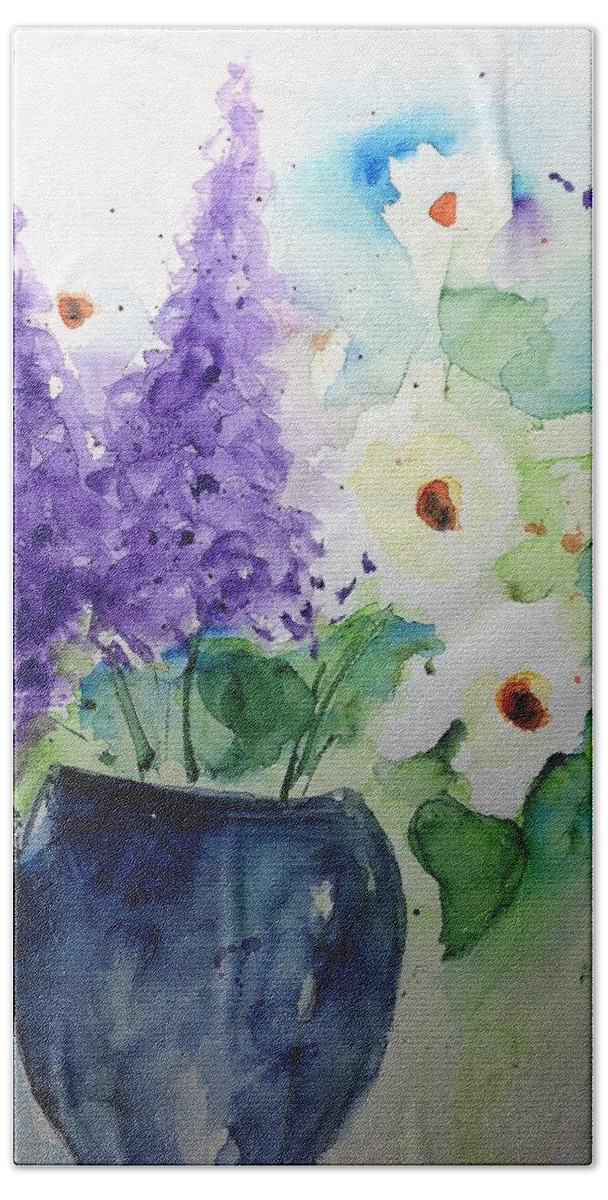 Flowers Hand Towel featuring the painting Bouquet 6 by Britta Zehm