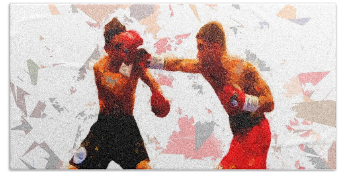 Boxing Hand Towel featuring the painting Boxing 113 by Movie Poster Prints