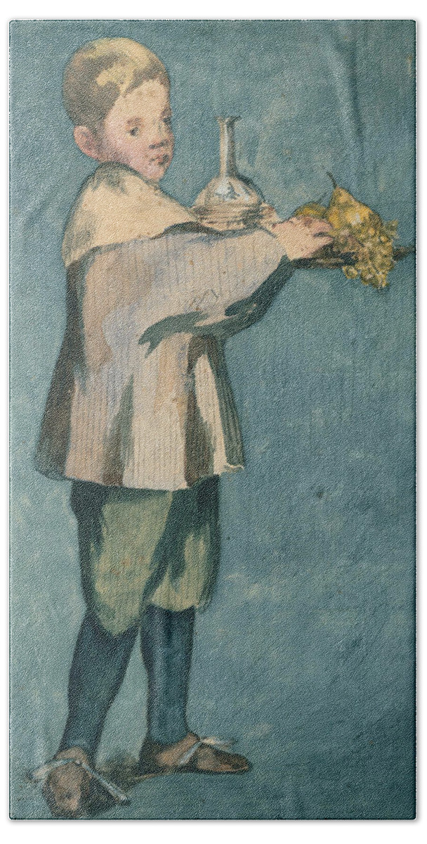 French Painters Bath Towel featuring the painting Boy Carrying a Tray by Edouard Manet