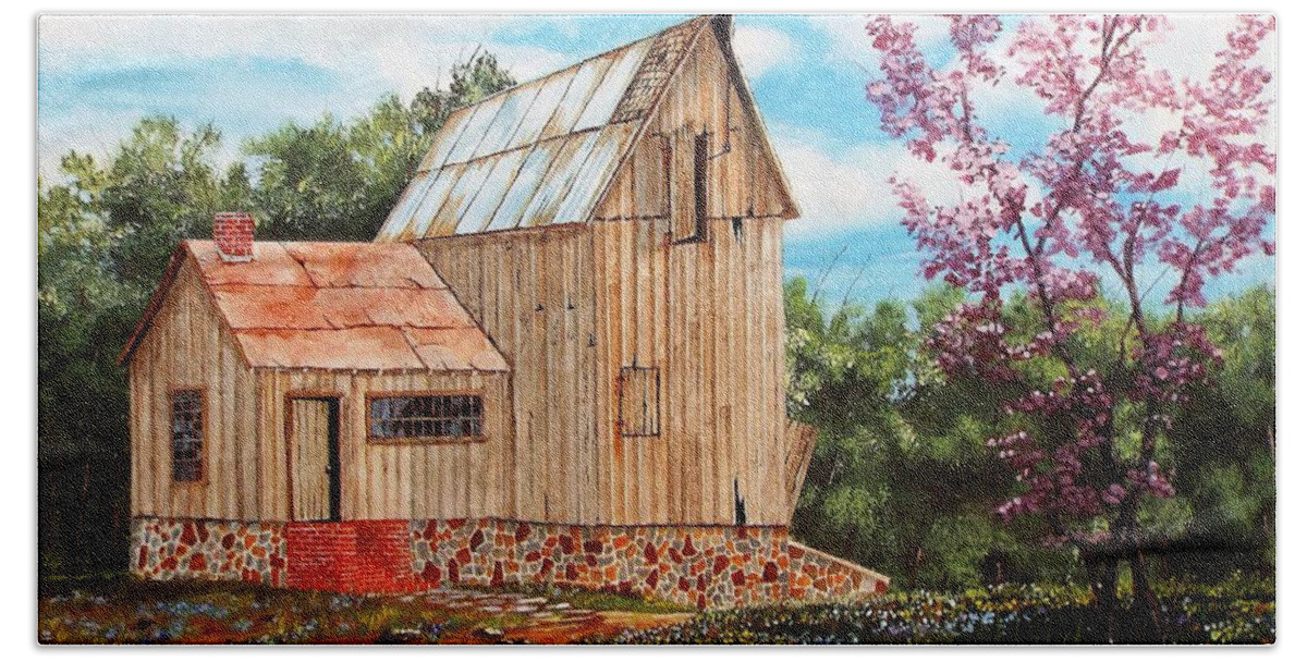 Tin Roof Prints Bath Towel featuring the painting Bradford's Barn by Michael Dillon