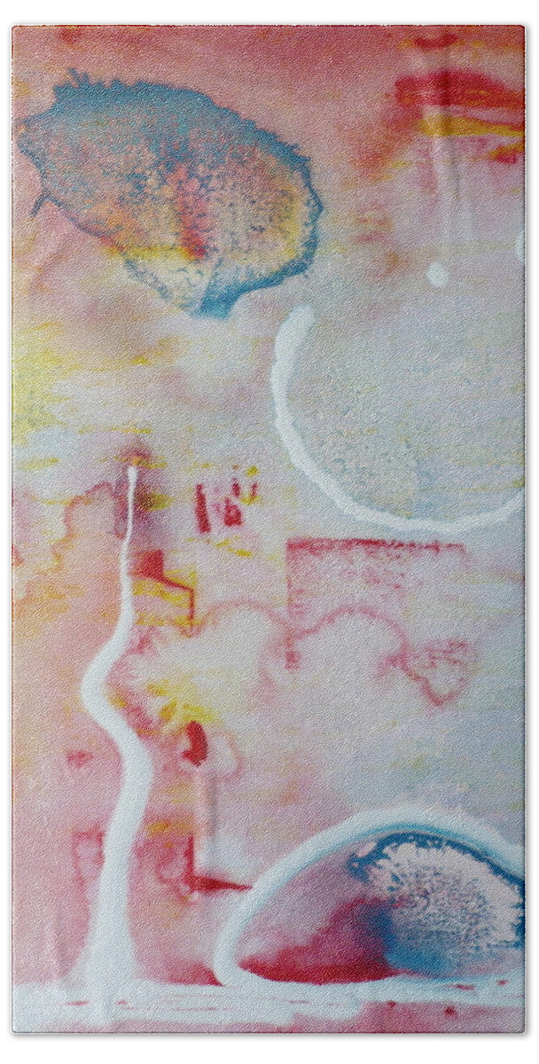 Abstract Hand Towel featuring the painting Brainchild by 'REA' Gallery