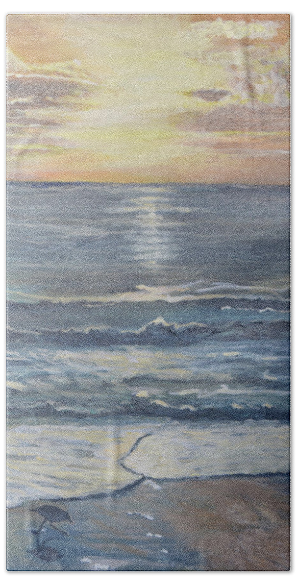Sunrise Bath Towel featuring the painting Brand New Day by Toni Willey