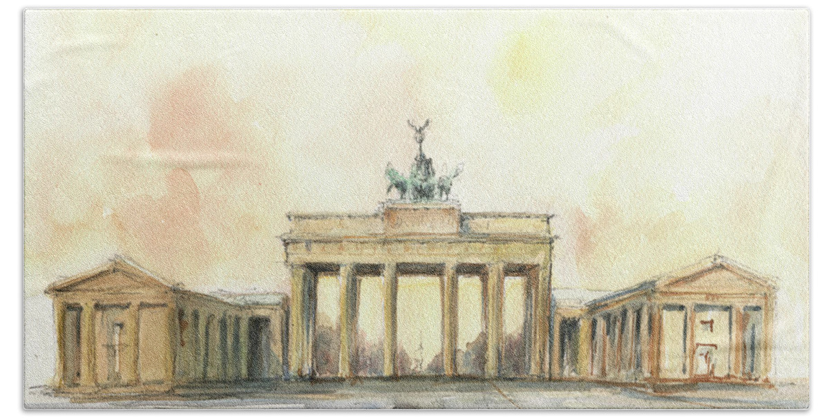 Berlin Hand Towel featuring the painting Brandenburger tor, berlin by Juan Bosco