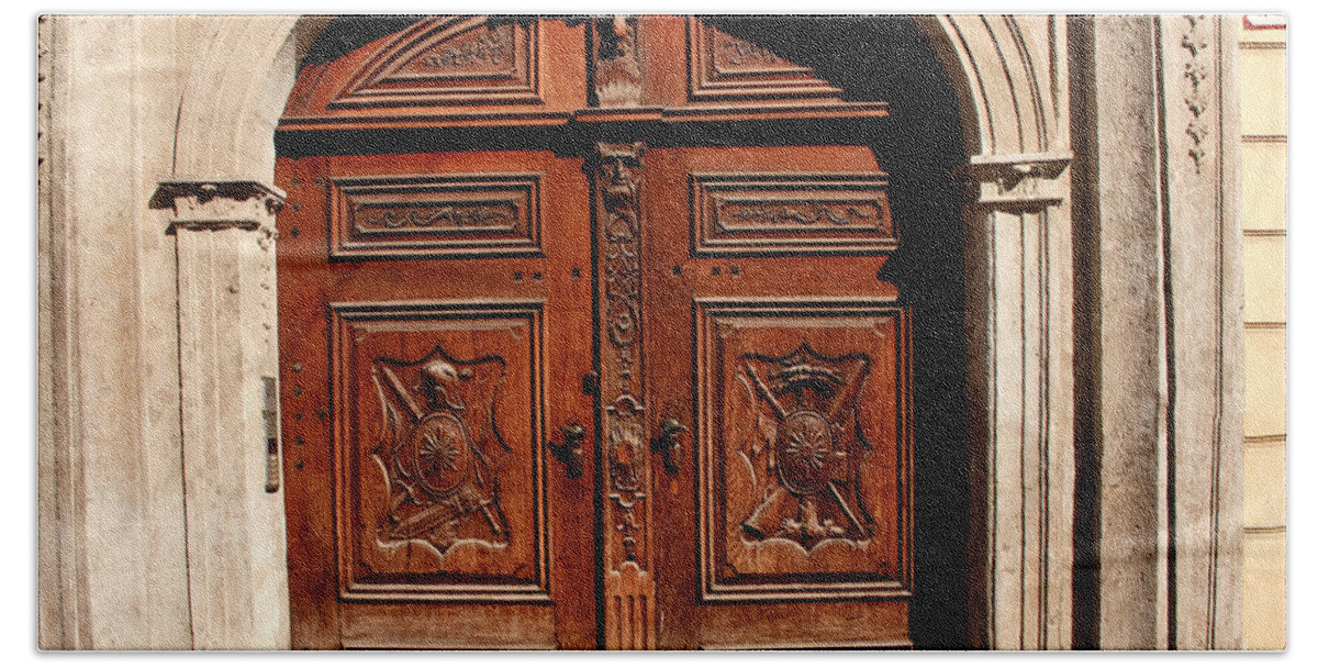 Doors Bath Towel featuring the photograph Bratislava Doors by Thomas Marchessault
