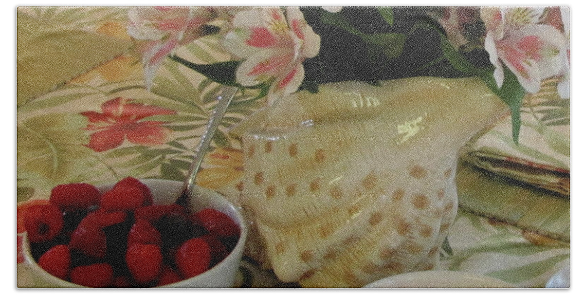Berries Hand Towel featuring the photograph Breakfast at Mary's by Kelly Mezzapelle