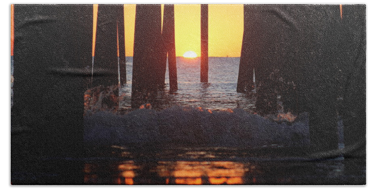 Pier Bath Towel featuring the photograph Breaking Dawn at the Pier by Robert Banach