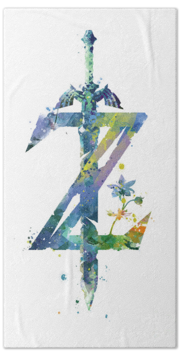Breath Of The Wild Hand Towel featuring the mixed media Breath of the Wild by Monn Print