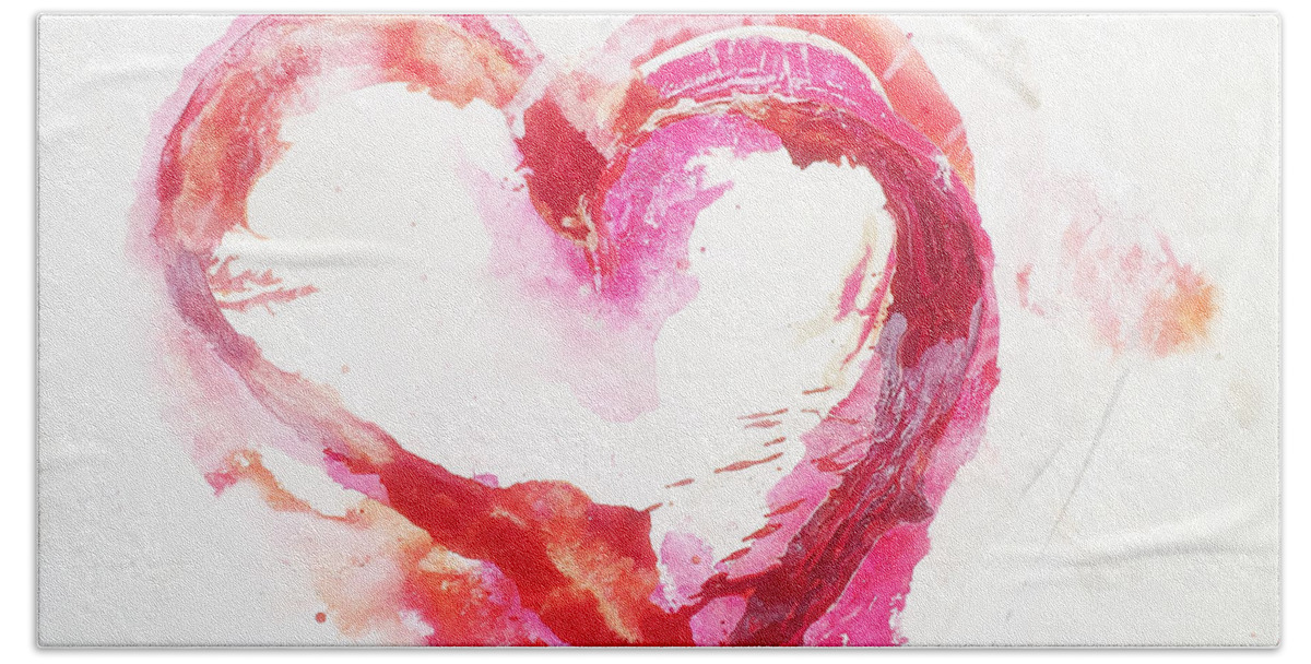Heart Art Bath Towel featuring the painting Breathe by Kasha Ritter