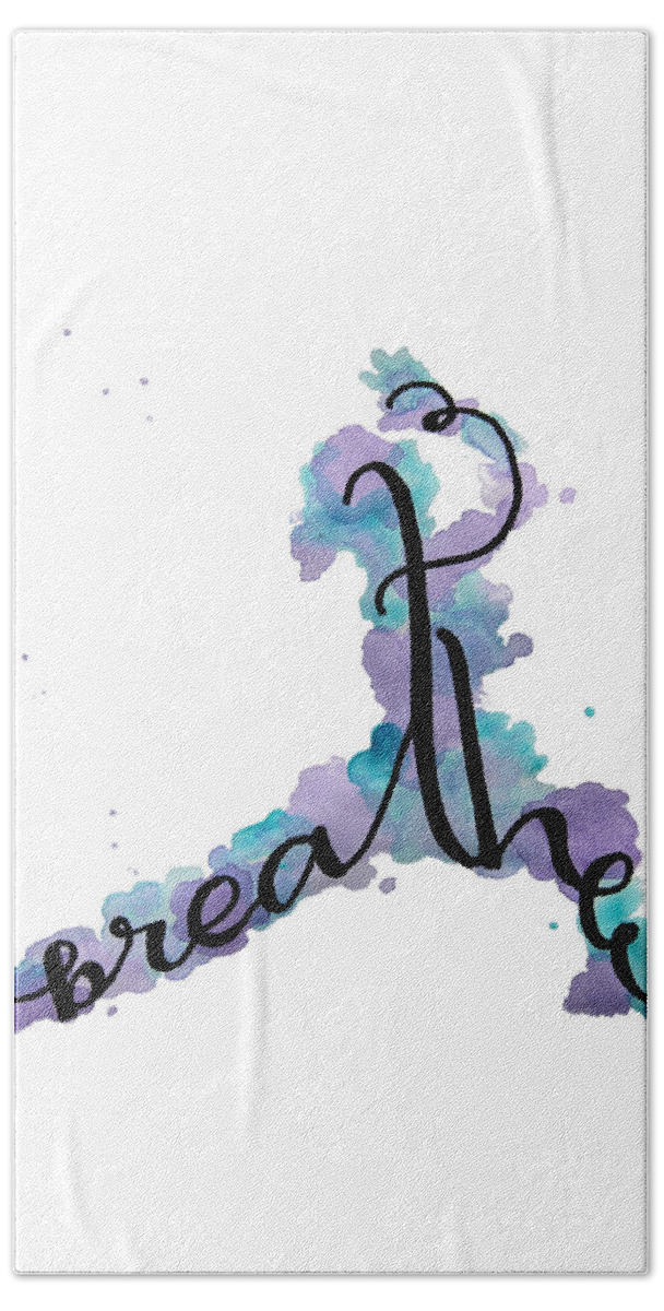 Watercolor Hand Towel featuring the painting Breathe Yoga Art by Michelle Eshleman