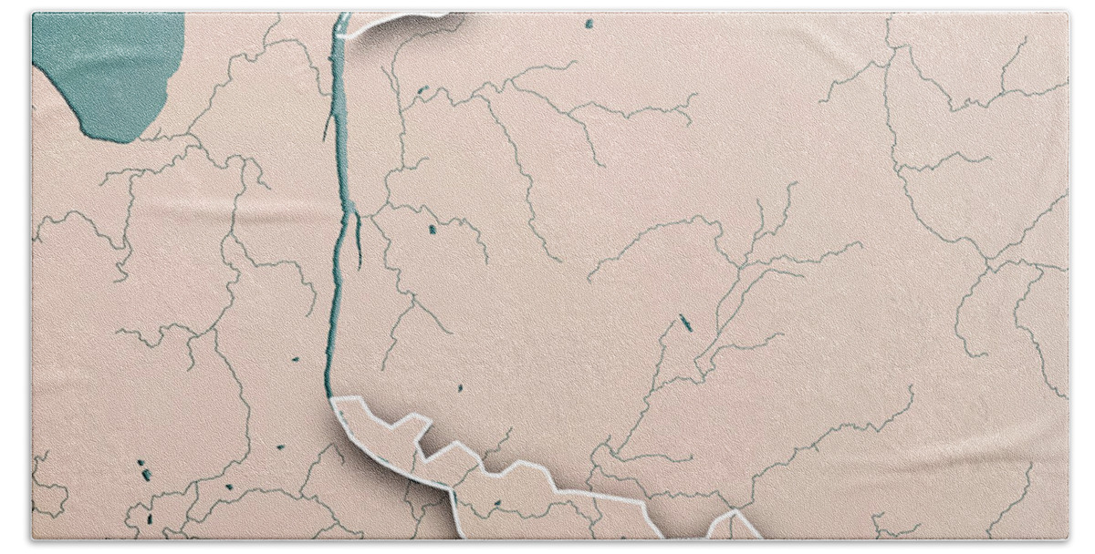 Bremen Hand Towel featuring the digital art Bremen Bundesland Germany 3D Render Topographic Map Neutral Bord by Frank Ramspott