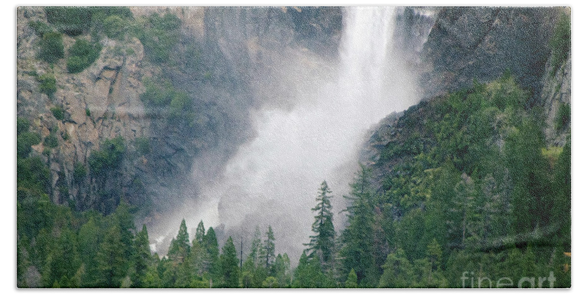 Yosemite National Park Bath Towel featuring the photograph Bridalveil Falls by Debby Pueschel