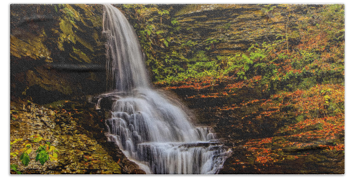 Autumn Hand Towel featuring the photograph Bridesmaid Falls- Bushkill Pa by Nick Zelinsky Jr
