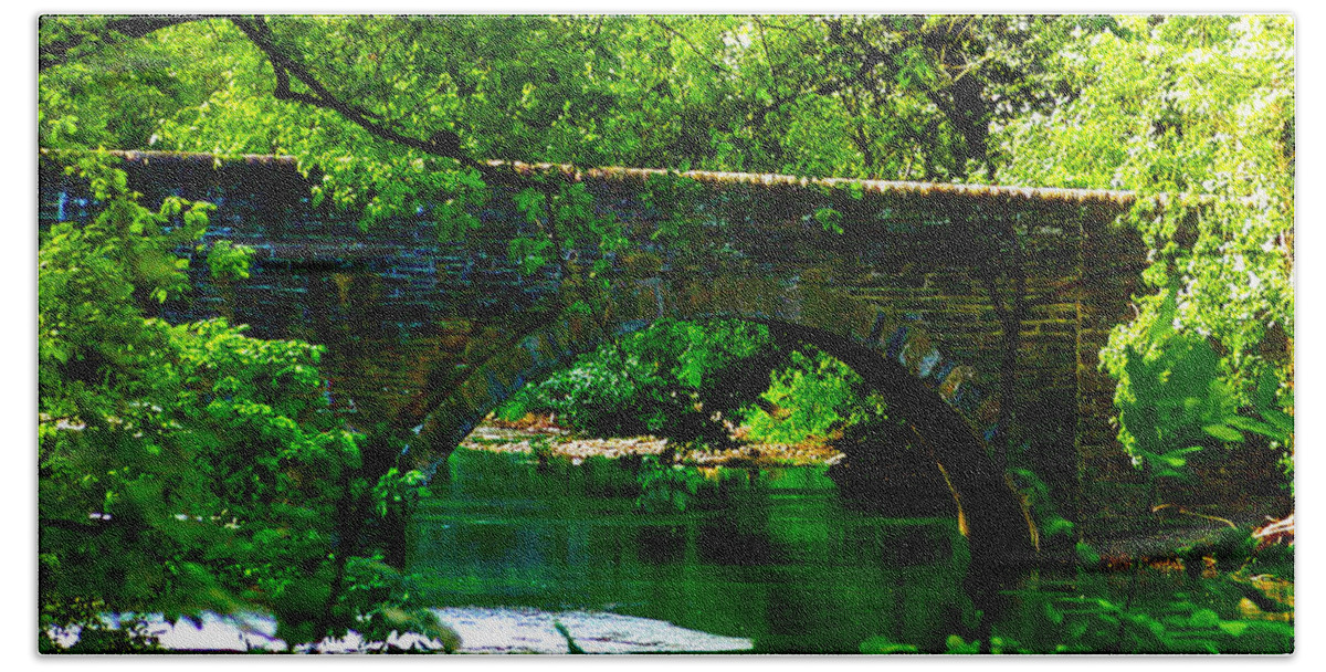 Philadelphia Bath Sheet featuring the photograph Bridge Over the Wissahickon by Bill Cannon