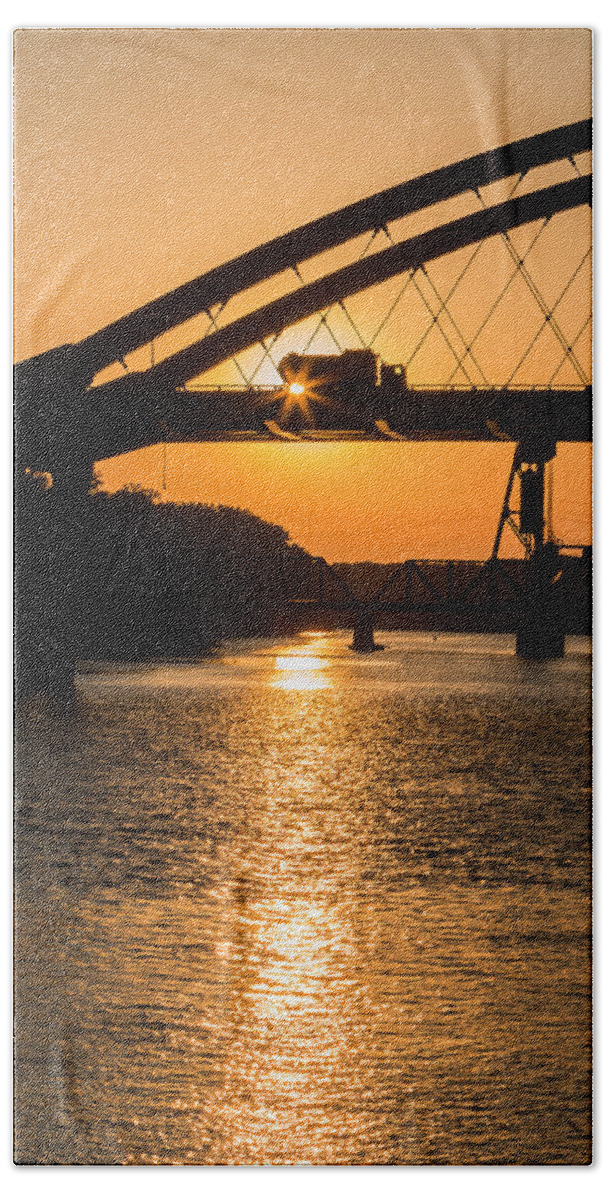 Bridge Hand Towel featuring the photograph Bridge Sunrise #3 by Patti Deters