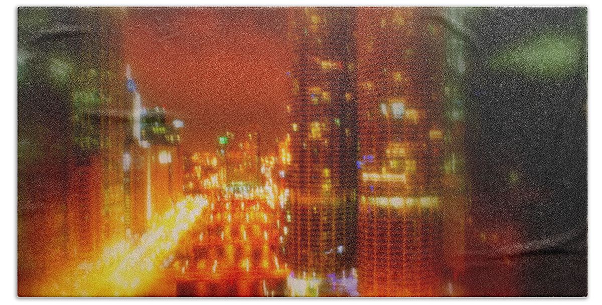 Cityscape Bath Towel featuring the photograph Bright Lights of Uptown by Julie Lueders 