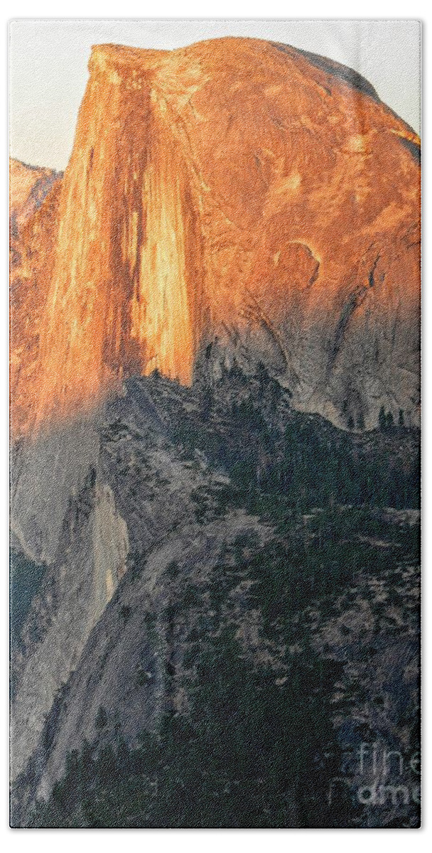 Half Dome Bath Sheet featuring the photograph Brilliant Sunset on Half Dome in Yosemite National Park from Glacier Point by Rincon Road Photography