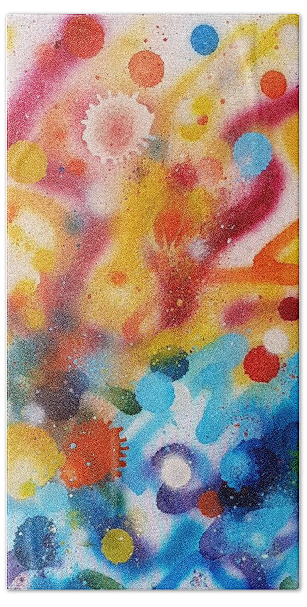 Spray Paint Hand Towel featuring the painting Bringing Life Spray Painting by Julia Woodman