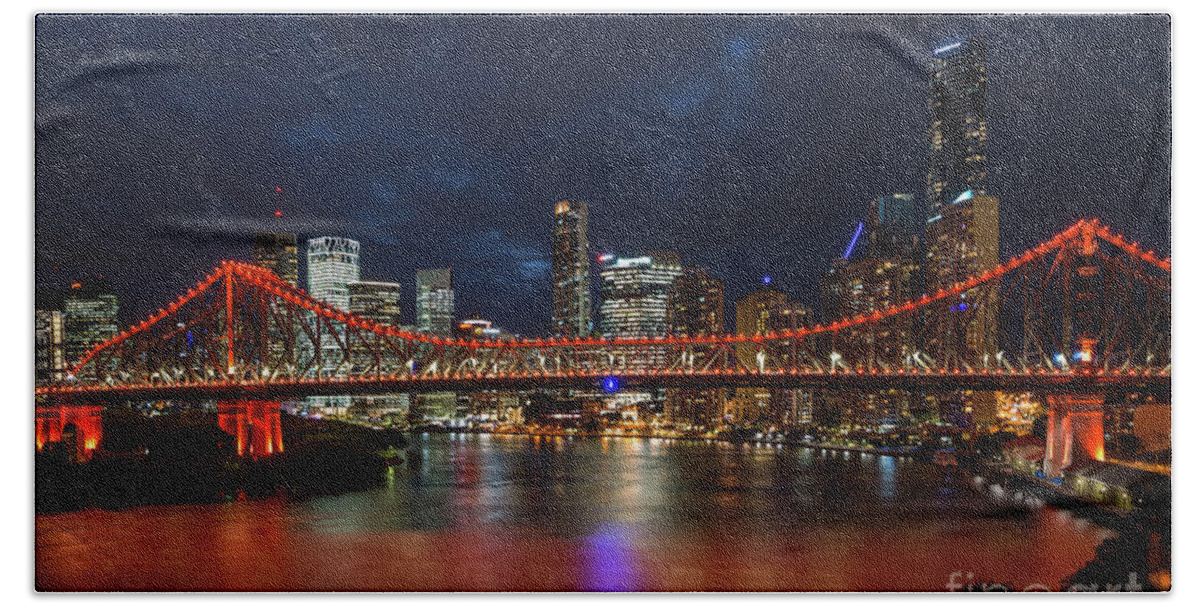 Australia Bath Towel featuring the photograph Brisbane Skyline after dark by Andrew Michael