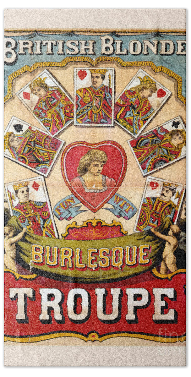 Vintage Hand Towel featuring the drawing British Blonde Burlesque Troupe by Vintage Treasure