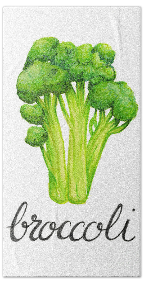 Broccoli Hand Towel featuring the painting Broccoli by Cindy Garber Iverson