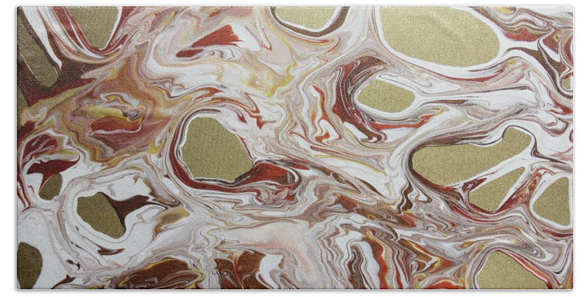 Abstract Bath Towel featuring the painting Bronze Surface by Madeleine Arnett