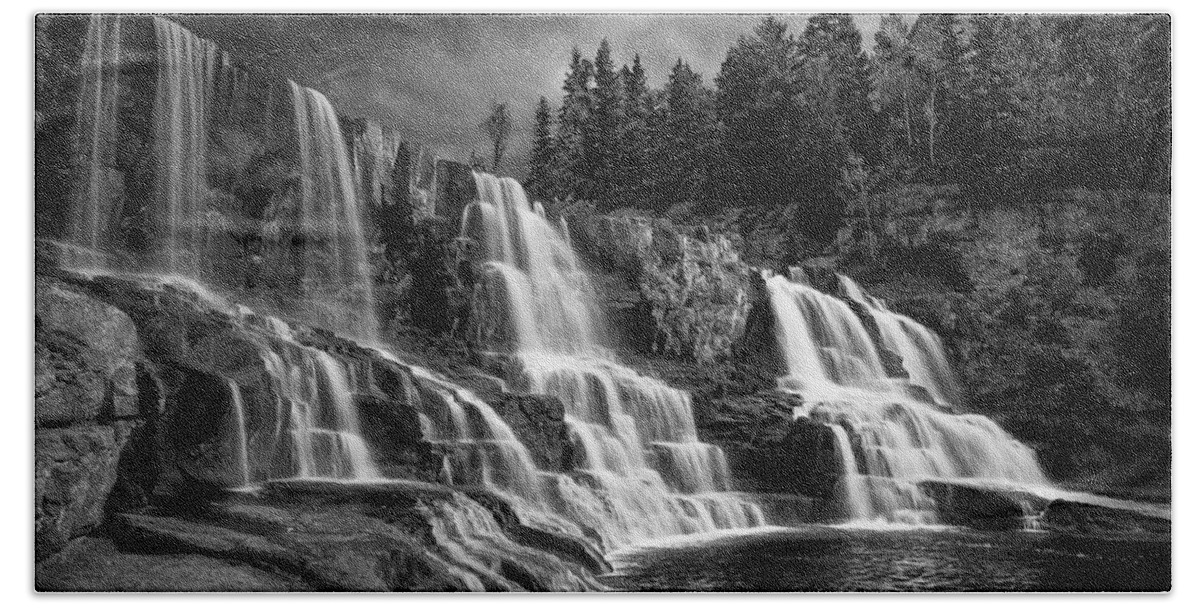  Bath Towel featuring the photograph Brooding Gooseberry Falls by Rikk Flohr