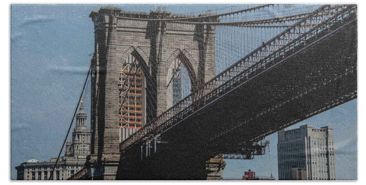  Hand Towel featuring the photograph Brooklyn Bridge by Alan Goldberg