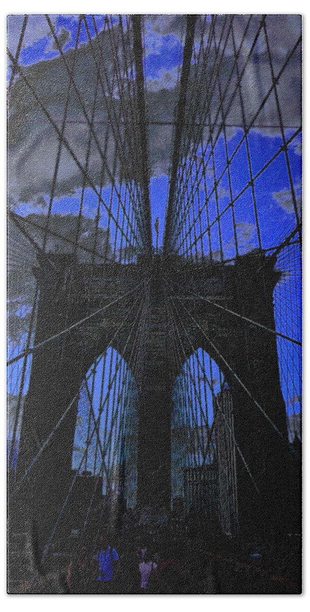 The Brooklyn Bridge Hand Towel featuring the photograph Brooklyn Bridge by Xueling Zou