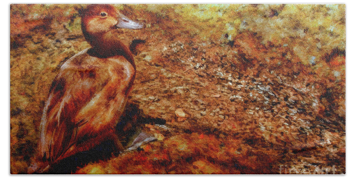 Duck Bath Towel featuring the photograph Brown Duck by Blake Richards