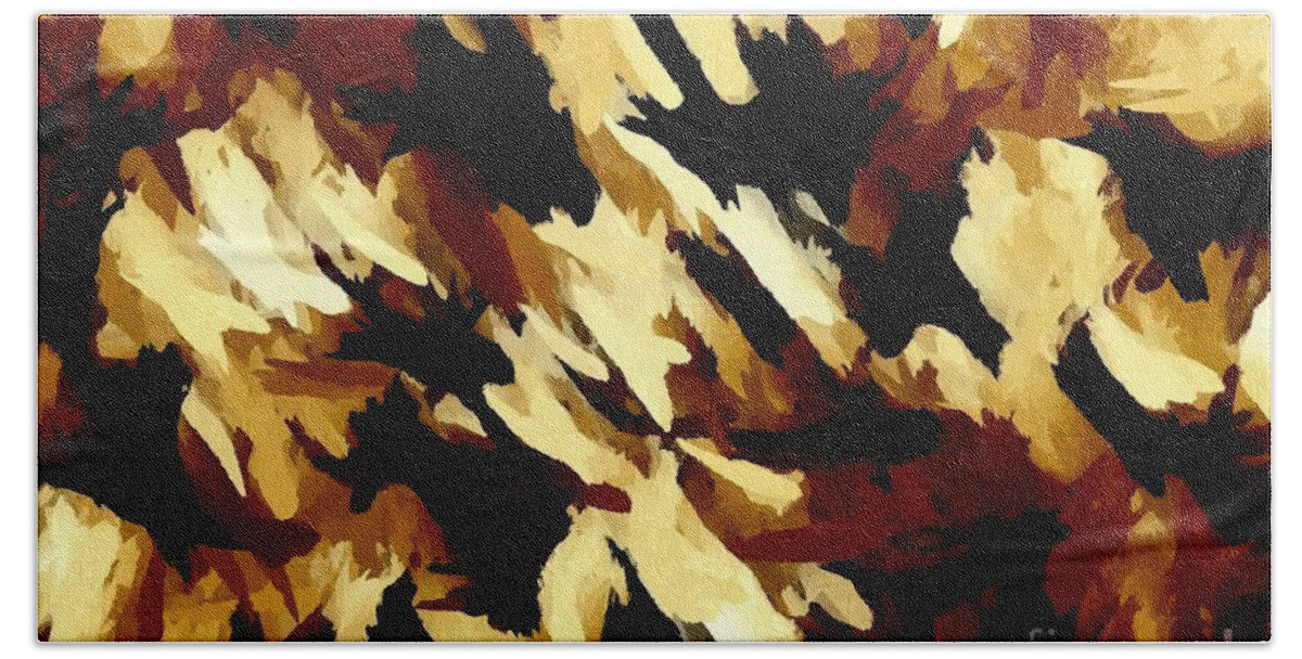 Painting Bath Towel featuring the digital art Brown Tan Black Abstract II by Delynn Addams