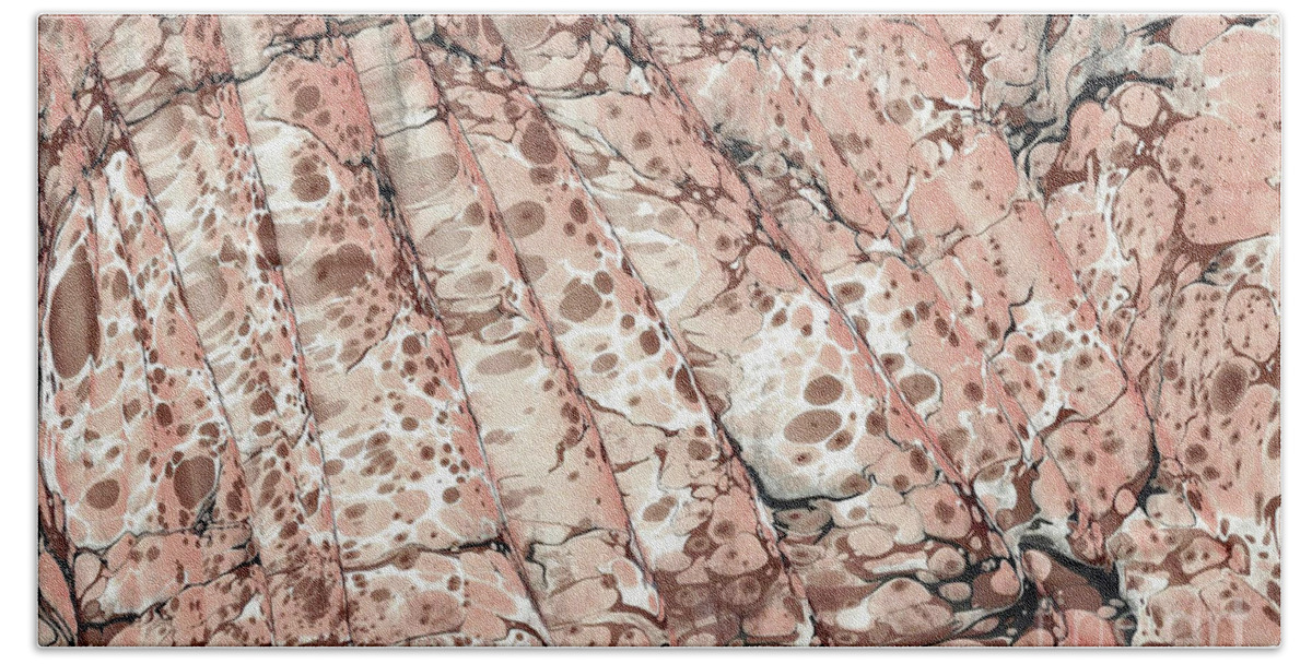 Water Marbling Bath Towel featuring the painting Brown Wave #1 by Daniela Easter