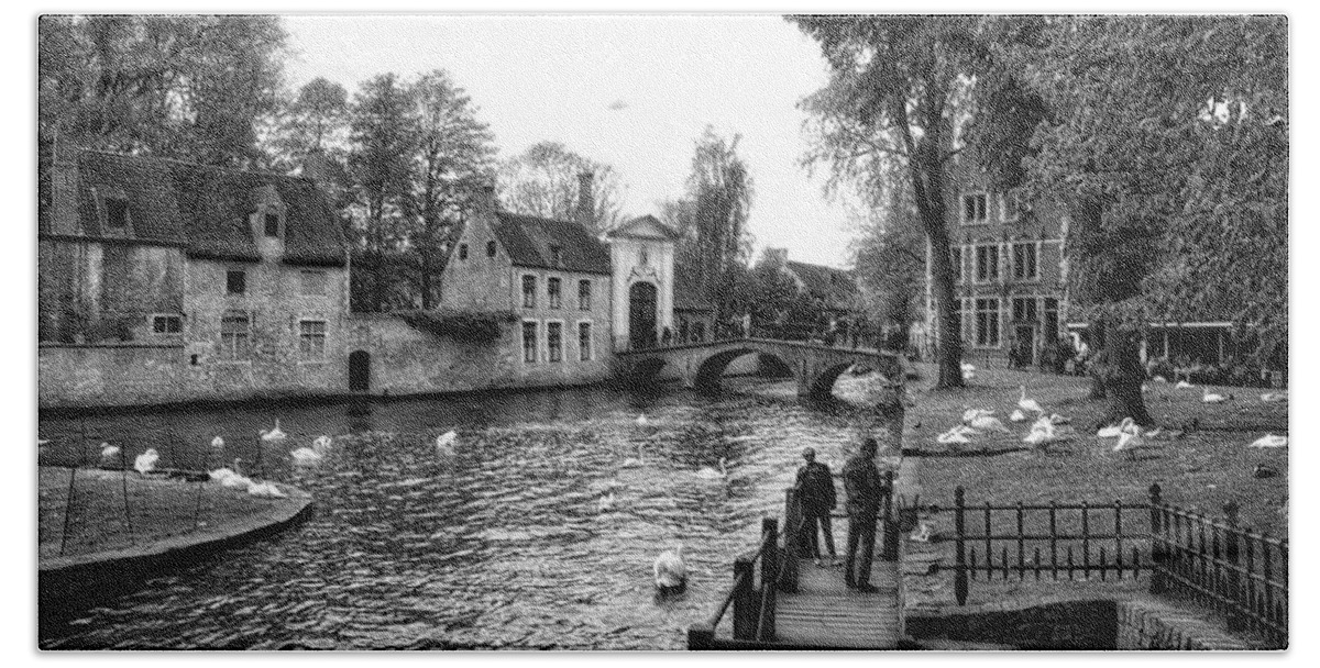 Belgium Hand Towel featuring the photograph Bruges BW3 by Ingrid Dendievel