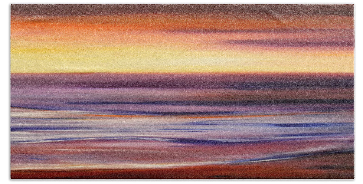 Sunset Paintings Bath Towel featuring the painting Brushed 2 by Gina De Gorna