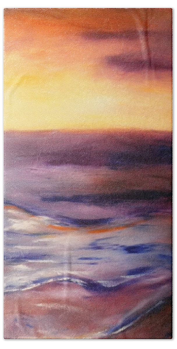 Sunset Paintings Bath Towel featuring the painting Brushed 6 - Vertical Sunset by Gina De Gorna