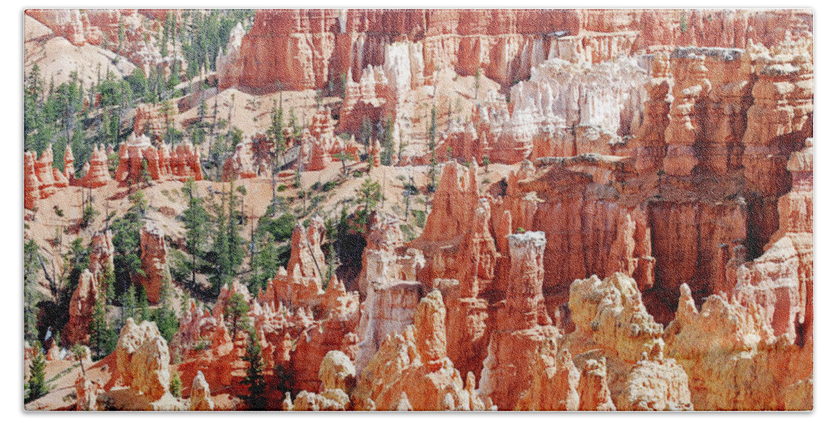 Bryce Bath Towel featuring the photograph Bryce Canyon hoodoos by Nancy Landry
