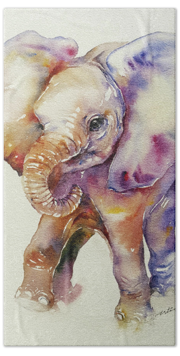 Baby Elephant Bath Towel featuring the painting Bubbles Baby Elephant by Arti Chauhan