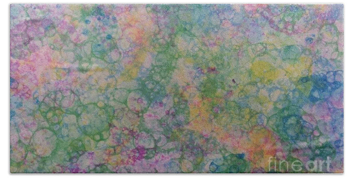 Water Marbling Hand Towel featuring the painting Bubbles by Daniela Easter
