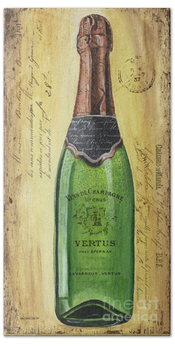 Alcohol Hand Towel featuring the painting Bubbly Champagne 2 by Debbie DeWitt