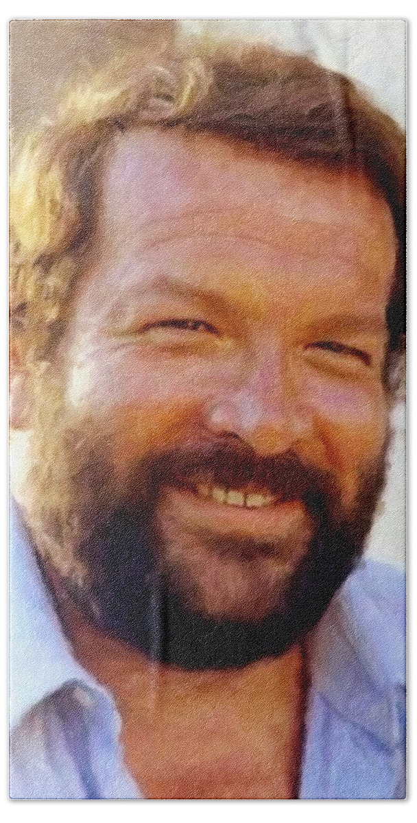 Bud Spencer Hand Towel featuring the painting Bud Spencer by Vincent Monozlay