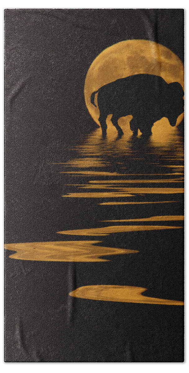 Buffalo Bath Towel featuring the photograph Buffalo In The Moonlight by Shane Bechler