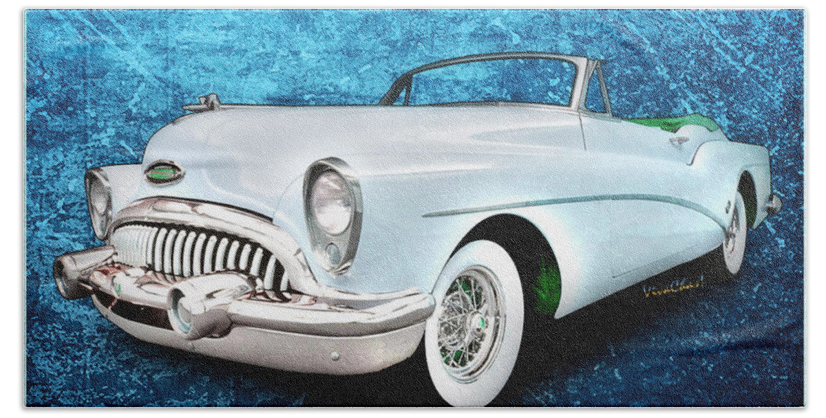 1953 Hand Towel featuring the photograph Buick Skylark Roadmaster Convertible for 1953 by Chas Sinklier