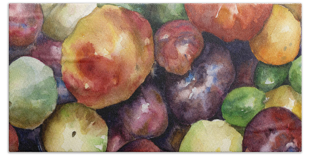 Heirloom Tomatoes Painting Hand Towel featuring the painting Bumper Crop of Heirlooms by Anne Gifford