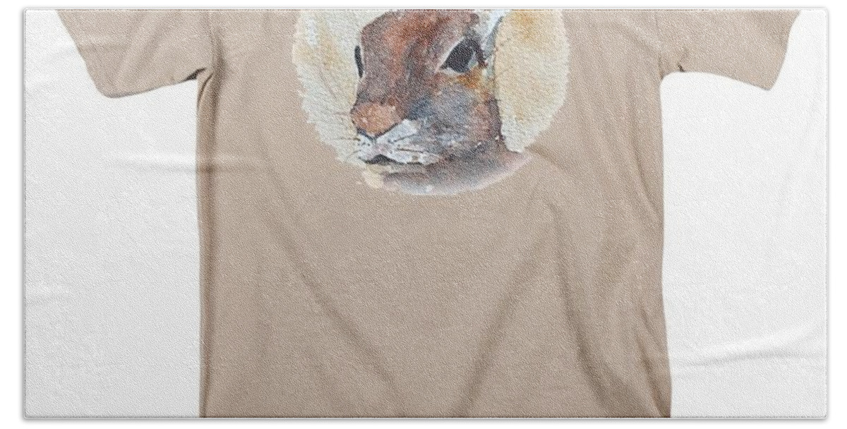  Hand Towel featuring the painting Bunny by Herb Strobino