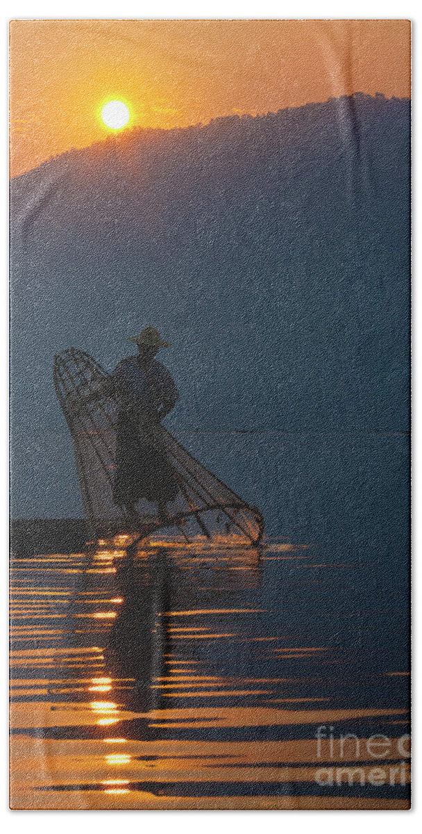 Lake Hand Towel featuring the photograph Burma_d143 by Craig Lovell